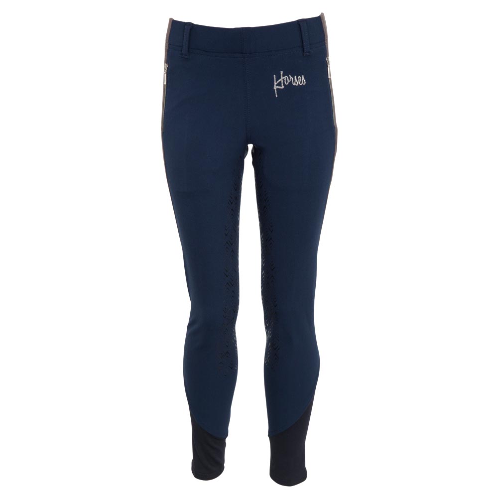 Pantalons d'équitation bleu marine et gris avec grip silicone à fond intégral junior unisexe modèle Hajo - BR
