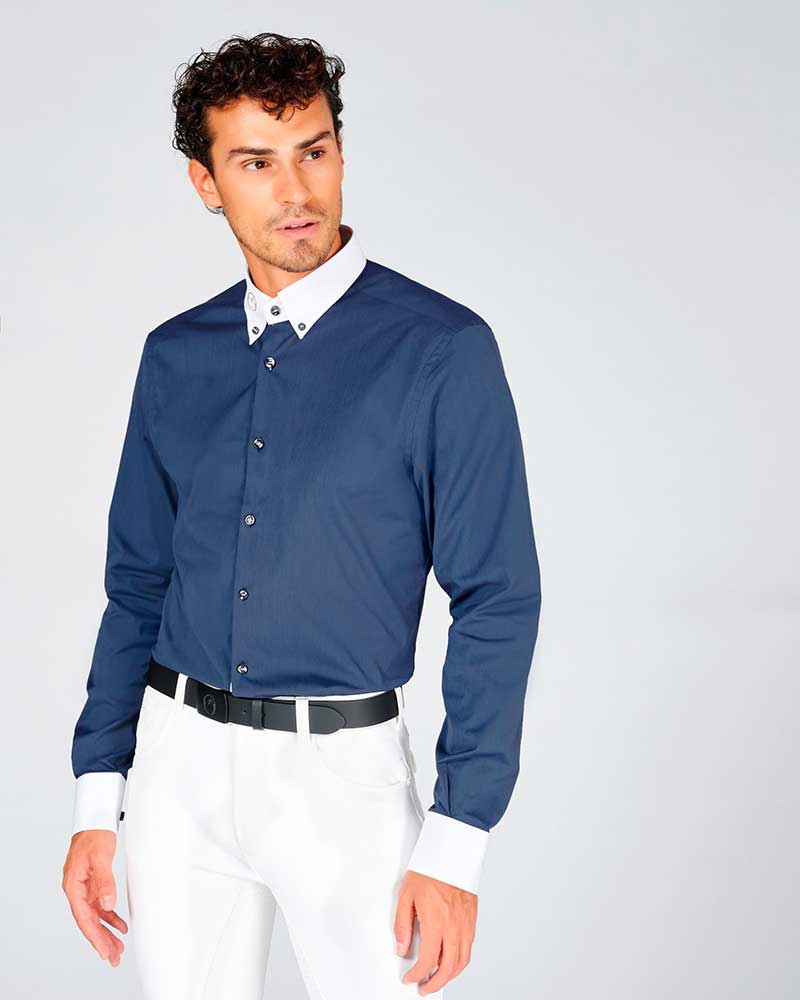 Dark blue long-sleeve competition shirt for men - Boston - Vestrum