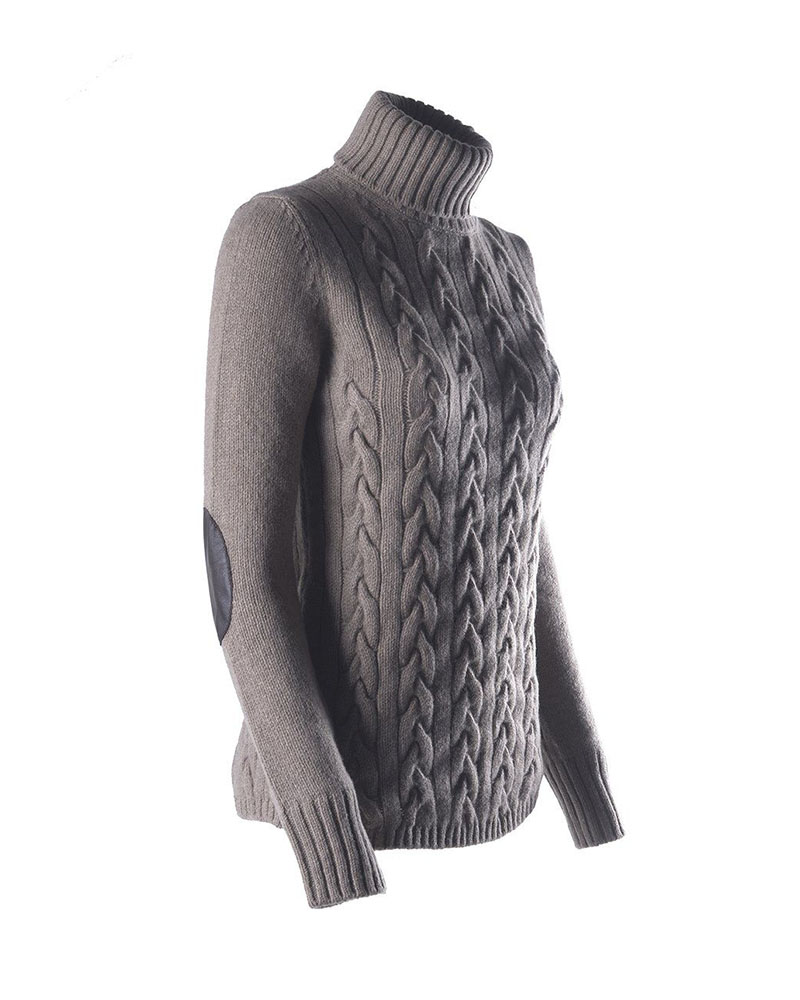 Pull de ochos beige à col haut pour femme modèle Oslo - Vestrum