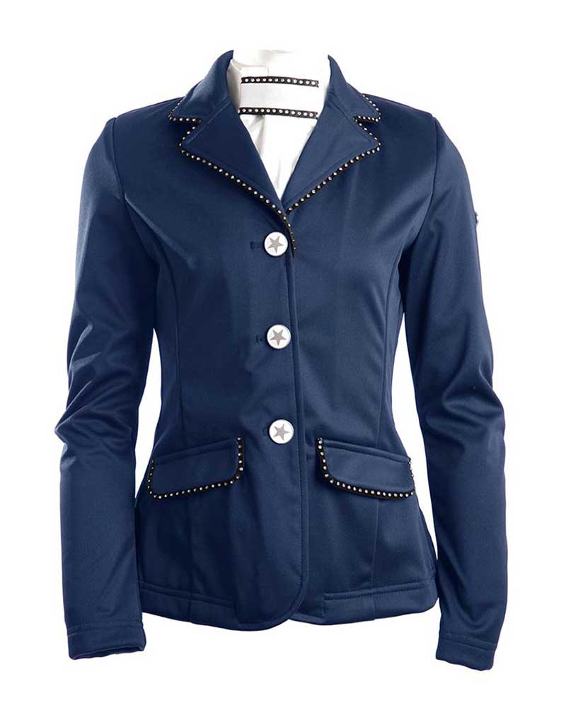 Navy blue fitted competition jacket with rhinestone trim for girls – New York – BR