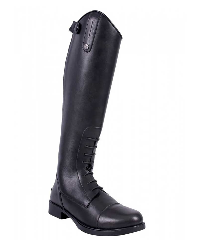 Botas de montar a caballo en piel negra con cordones junior - Julia - QHP