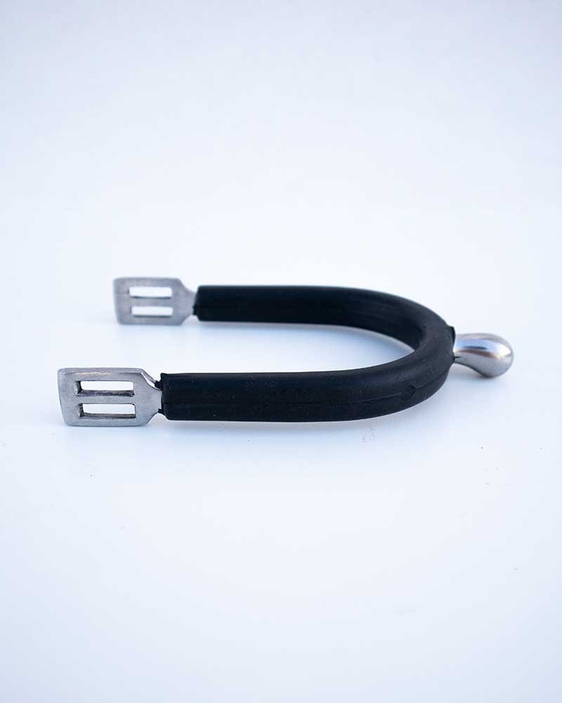 Narrow Rounded Contact Spurs with Rubber Guard and Straps - QHP