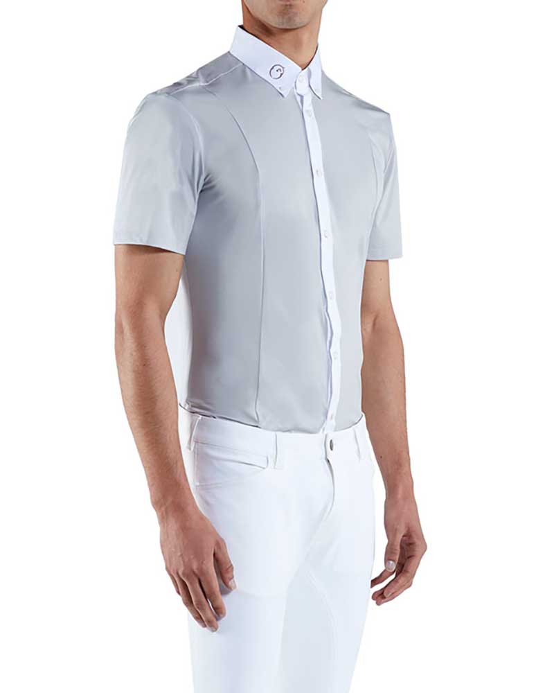 Light grey short-sleeve competition shirt for men – Cagliari – Vestrum