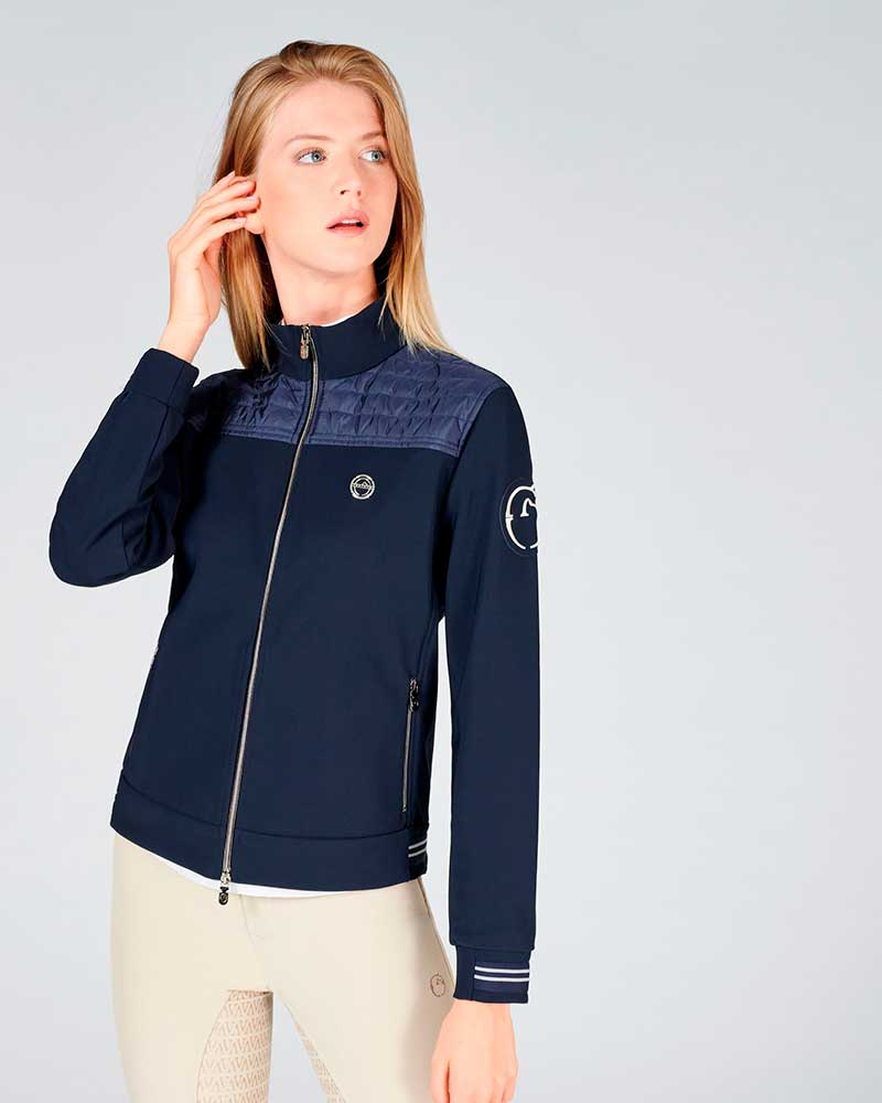 Navy blue technical training jacket with high collar for women - Cape Town - Vestrum