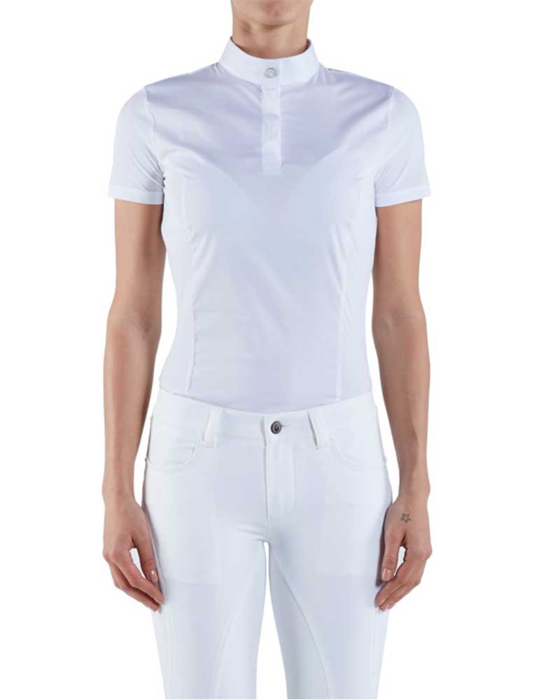 Polo blanco de competición de manga corta para mujer Málaga - Vestrum