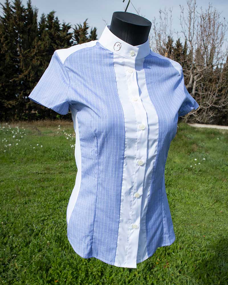 White and light blue short-sleeve competition shirt for women by Vestrum