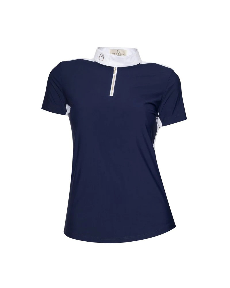 Navy blue competition polo with zipper for women - Verona - VESTRUM