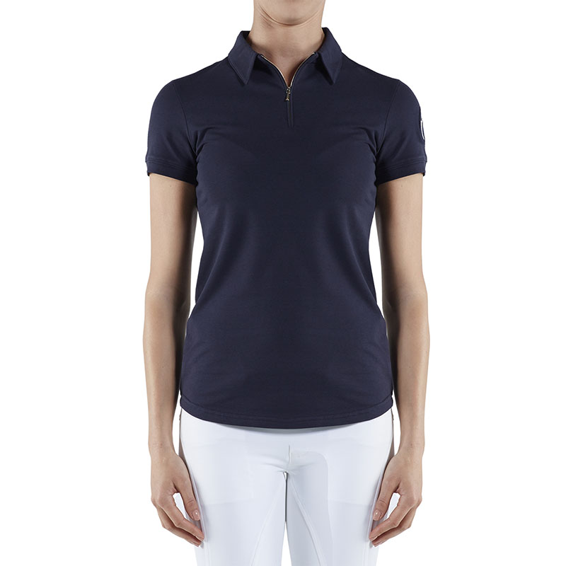 Polo azul marino de manga corta con cremallera para mujer Digione - Vestrum