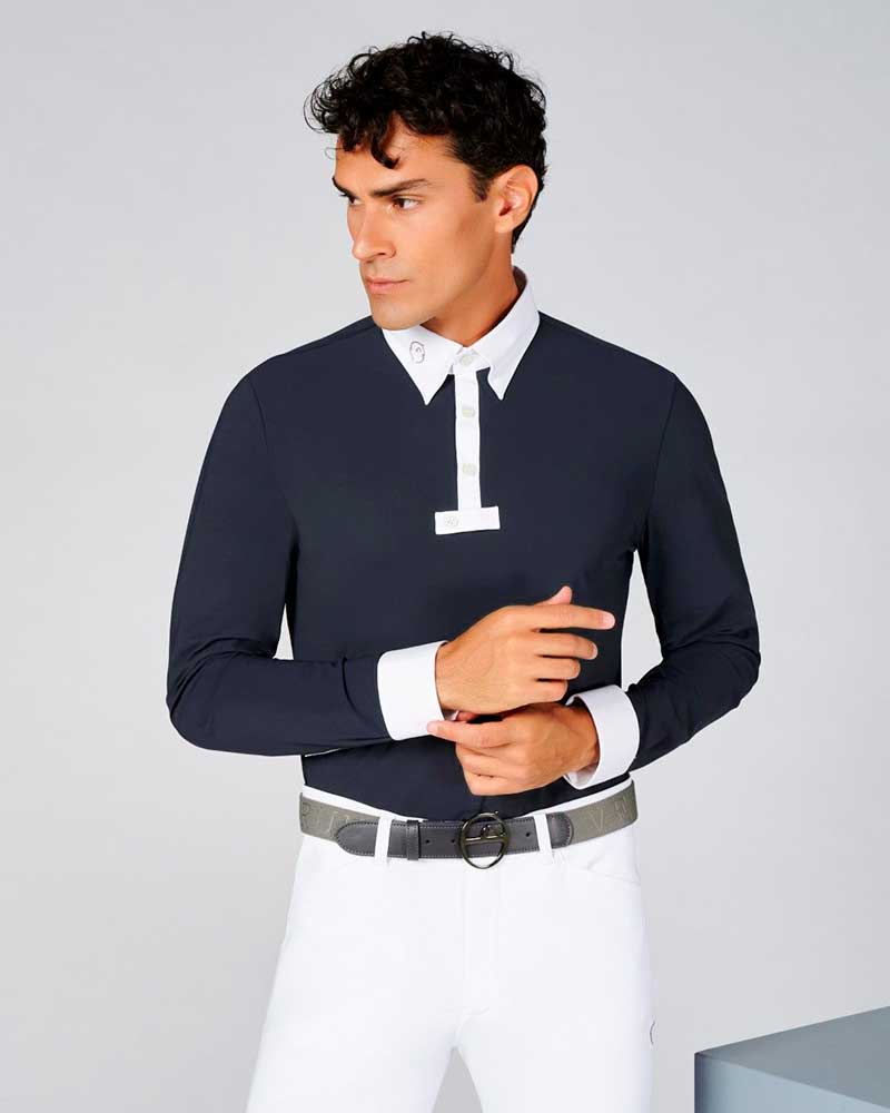 Polo de compétition bleu marine à manches longues pour homme Ketchum - Vestrum