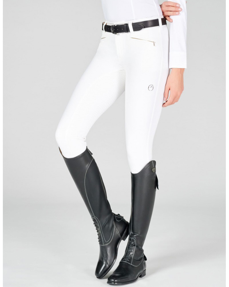 Pantalones de competicion de color blanco (grip culera) para mujer - Roma - Vestrum