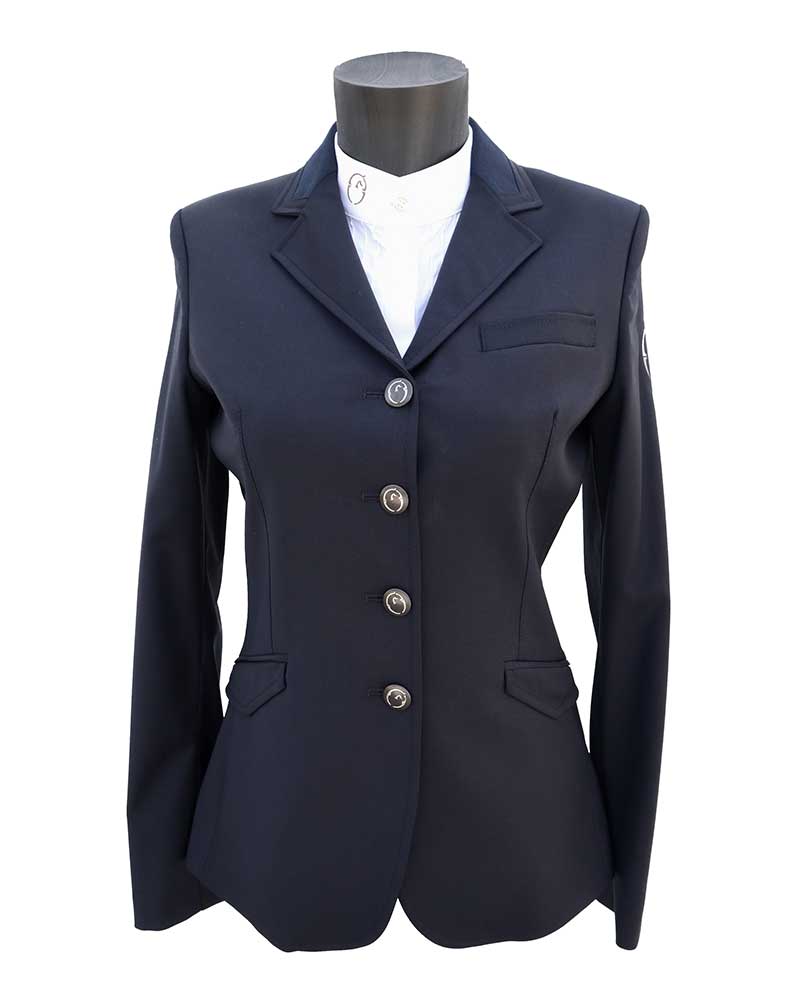 Americana fina de competición azul marino con cuello de ante para mujer - Venezia - Vestrum