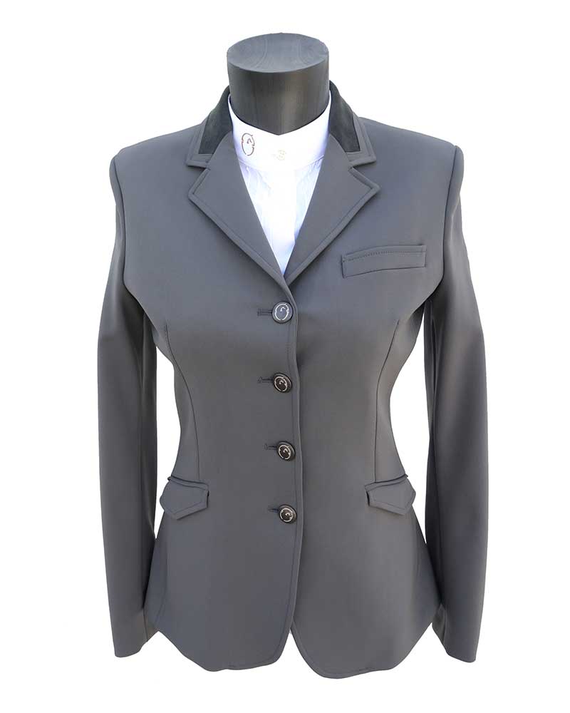Dark Grey Technical Competition Jacket with Suede Collar for Women – Venezia – Vestrum