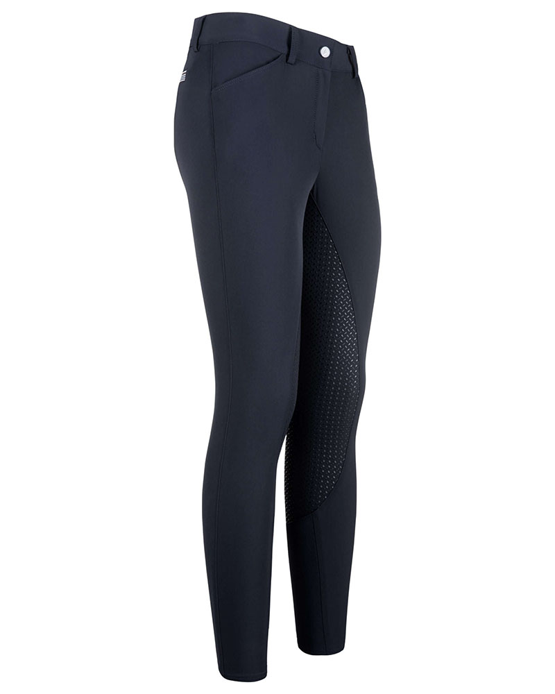 Navy blue junior riding breeches with front pockets and full-seat grip - Arista - EURO-STAR