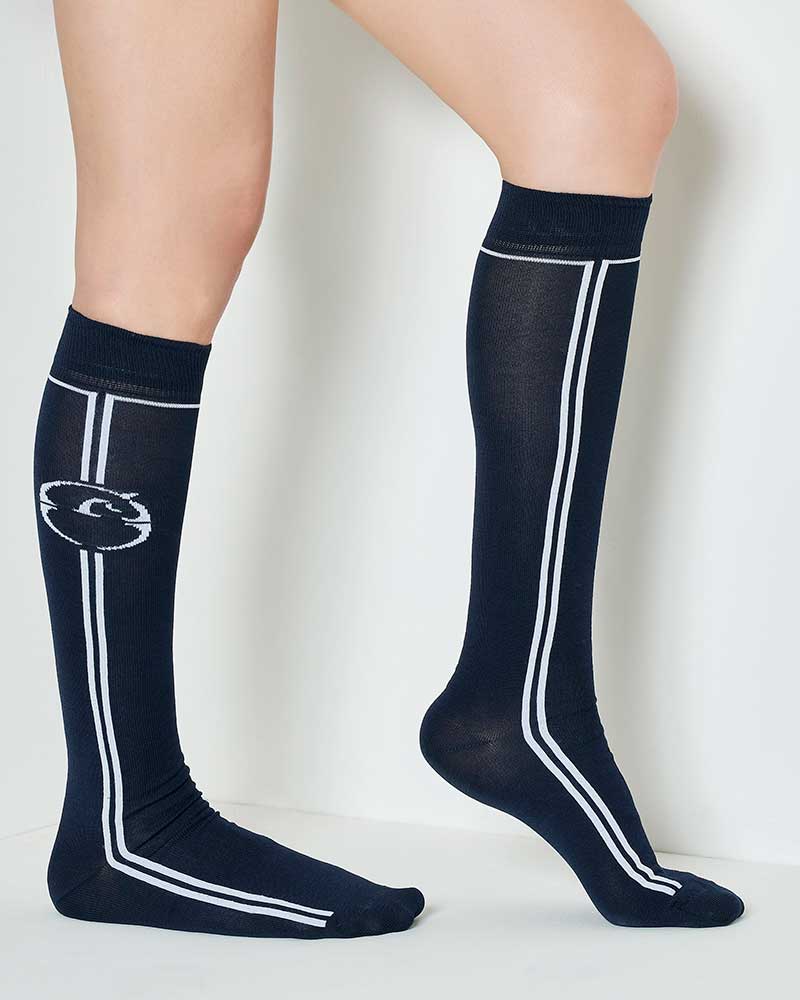 Thin breathable navy blue socks with white logo - Chieti - Vestrum