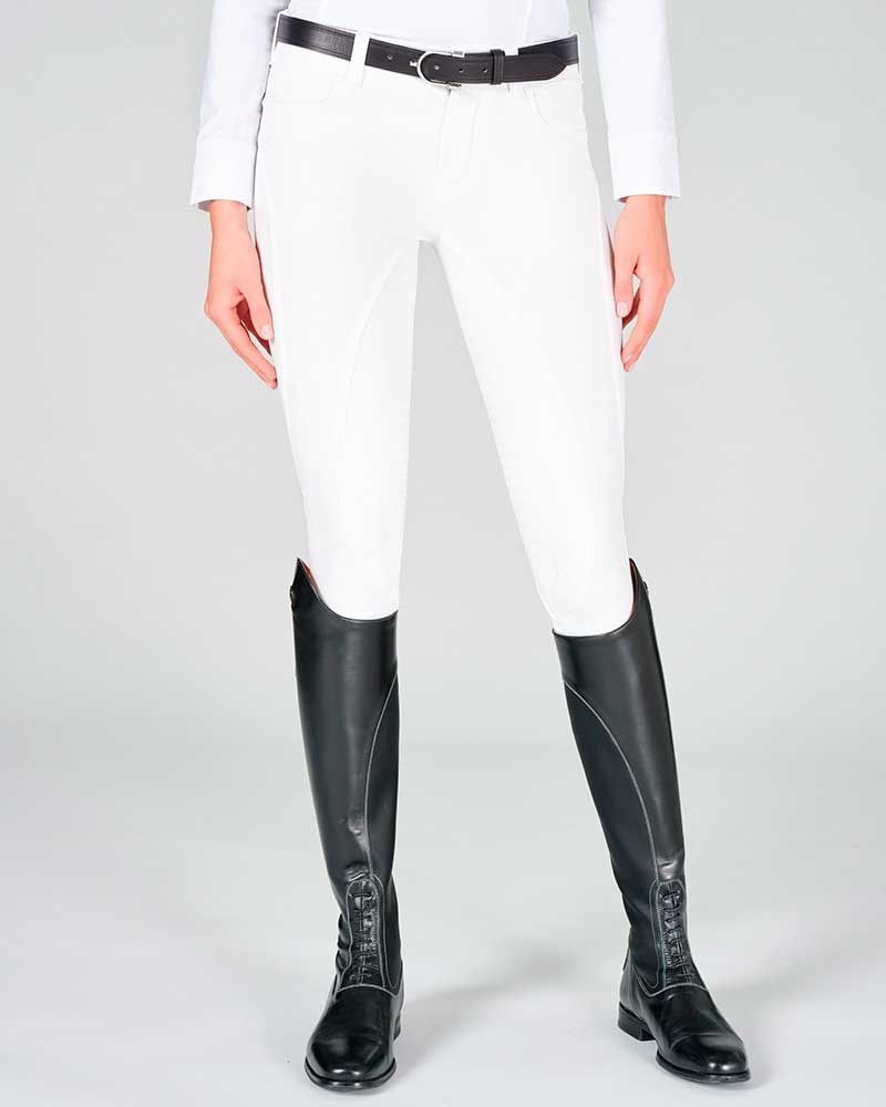 Pantalones de montar a caballo blancos (grip rodilla) para mujer - Londra - Vestrum