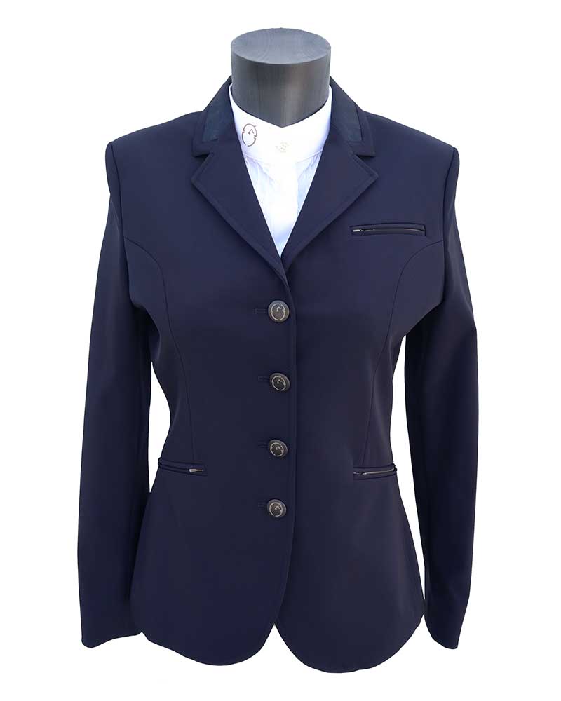 Americana técnica de competición azul marino con cuello monogram para mujer - Ginevra - Vestrum