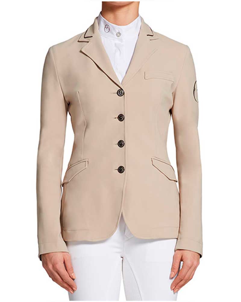 Americana técnica de competición beige con ribete del cuello marrón para mujer - Camberra - Vestrum
