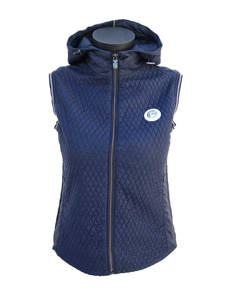 Women's thin navy blue quilted vest with hood – Vieste – Vestrum