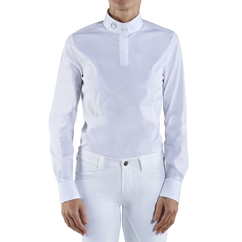 Polo blanco de competición de manga larga para mujer Rouen - Vestrum