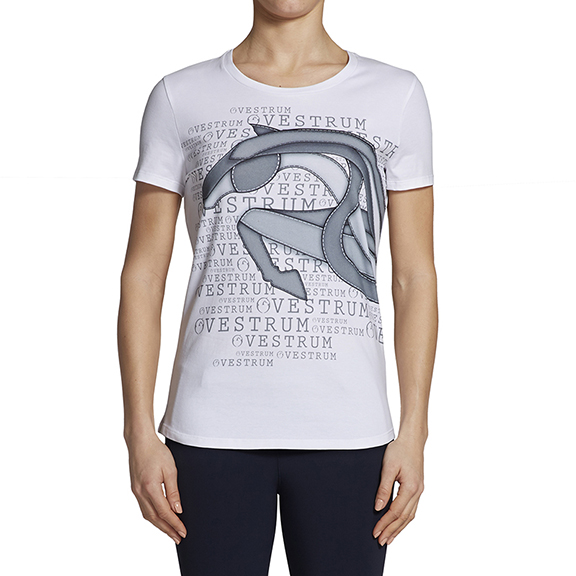 Camiseta de manga corta blanca y gris para mujer Adalia - Vestrum