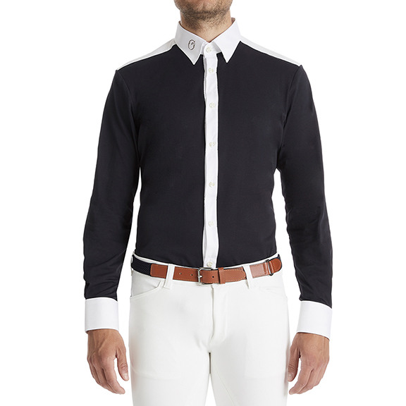Camisa de manga larga para competición en piqué azul marino para hombre - Taos - Vestrum