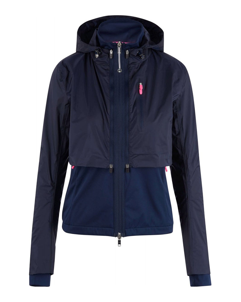 Chaqueta impermeable azul marino con cremallera y capucha para mujer - Lacey - EURO-STAR