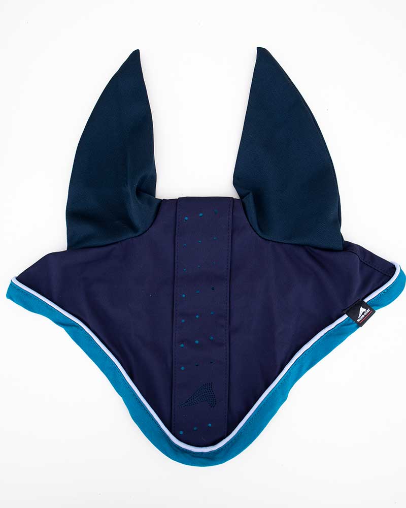 Bonnet bleu marine perforé avec oreilles en micro-piqué élastique pour cheval - Faas - Euro-Star