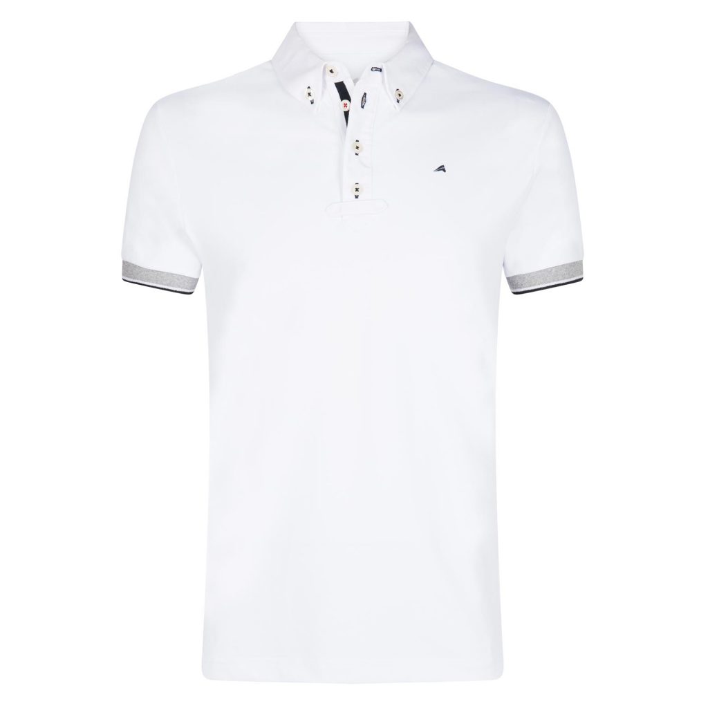 Polo clásico de competición blanco de manga corta a rayas gris y negro para hombre Jaap - Euro-Star
