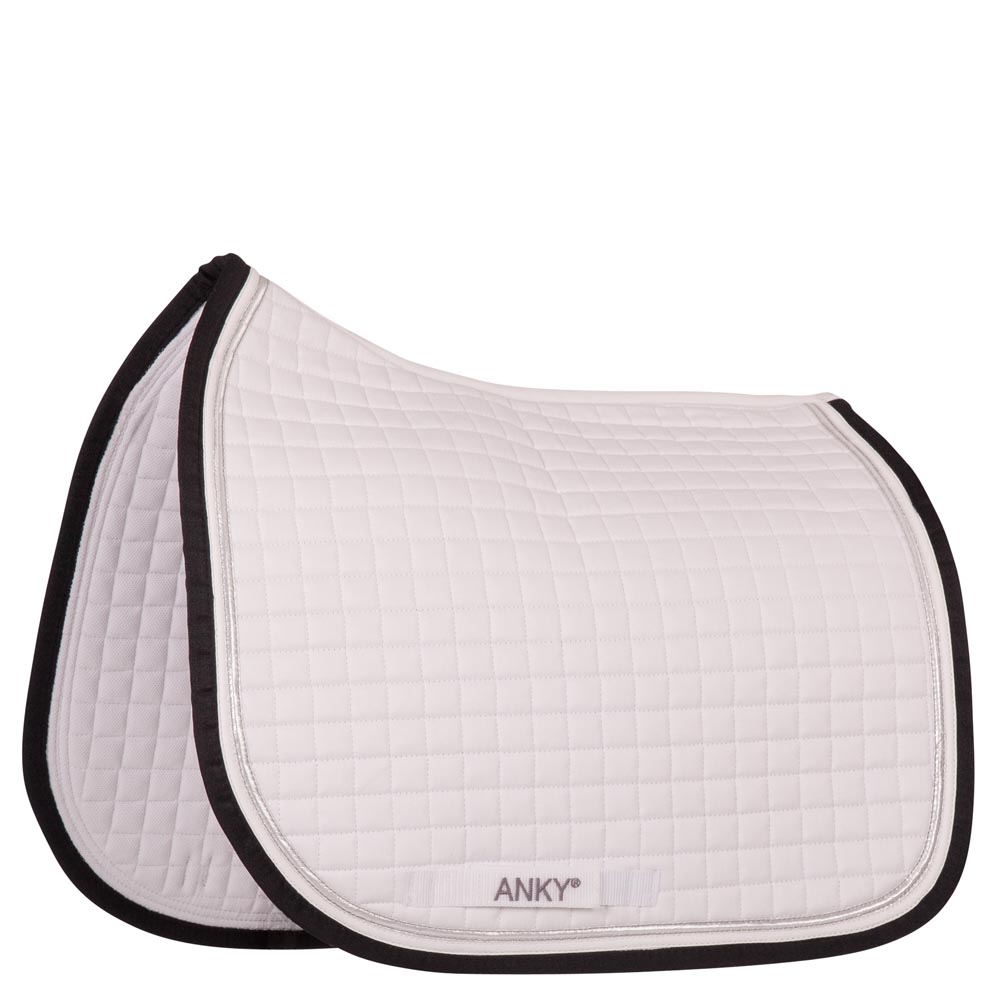 Dressage saddle pad in white with a black border (white/black) for horses - Anky