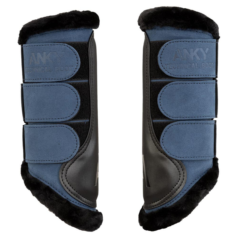 Pack de 2 protectores azul marino con borreguito negro y cierre de velcro - Anky