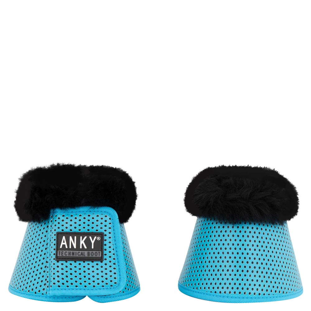 2 blue lagoon bell boots with black sheepskin by ANKY