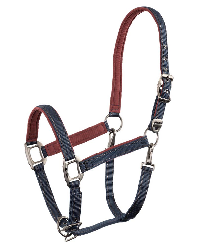Cabezada de cuadra azul marino y burdeos (dark navy) para caballo - ANKY