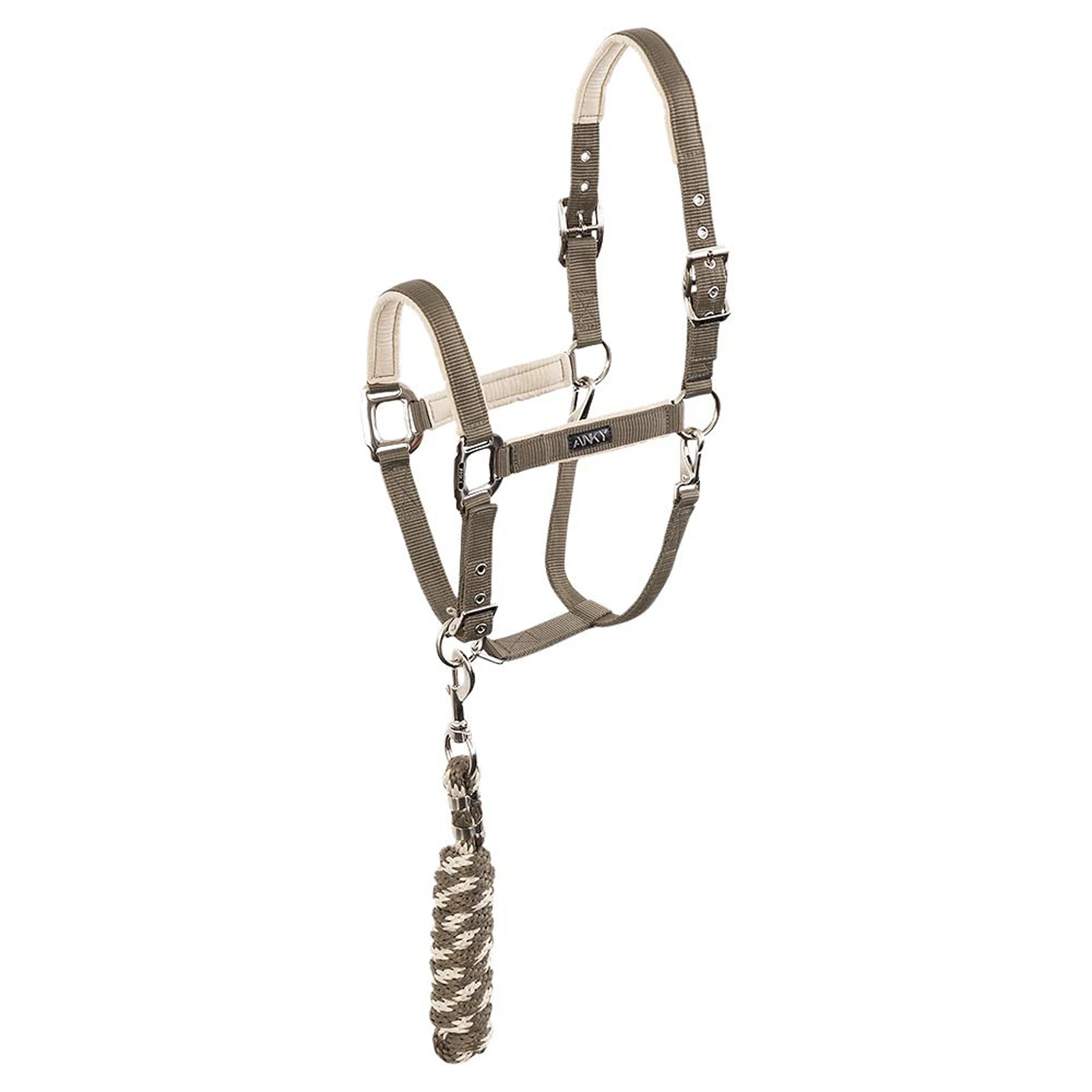 Licol d'écurie avec longe gris (Bungee Cord) pour cheval - Anky