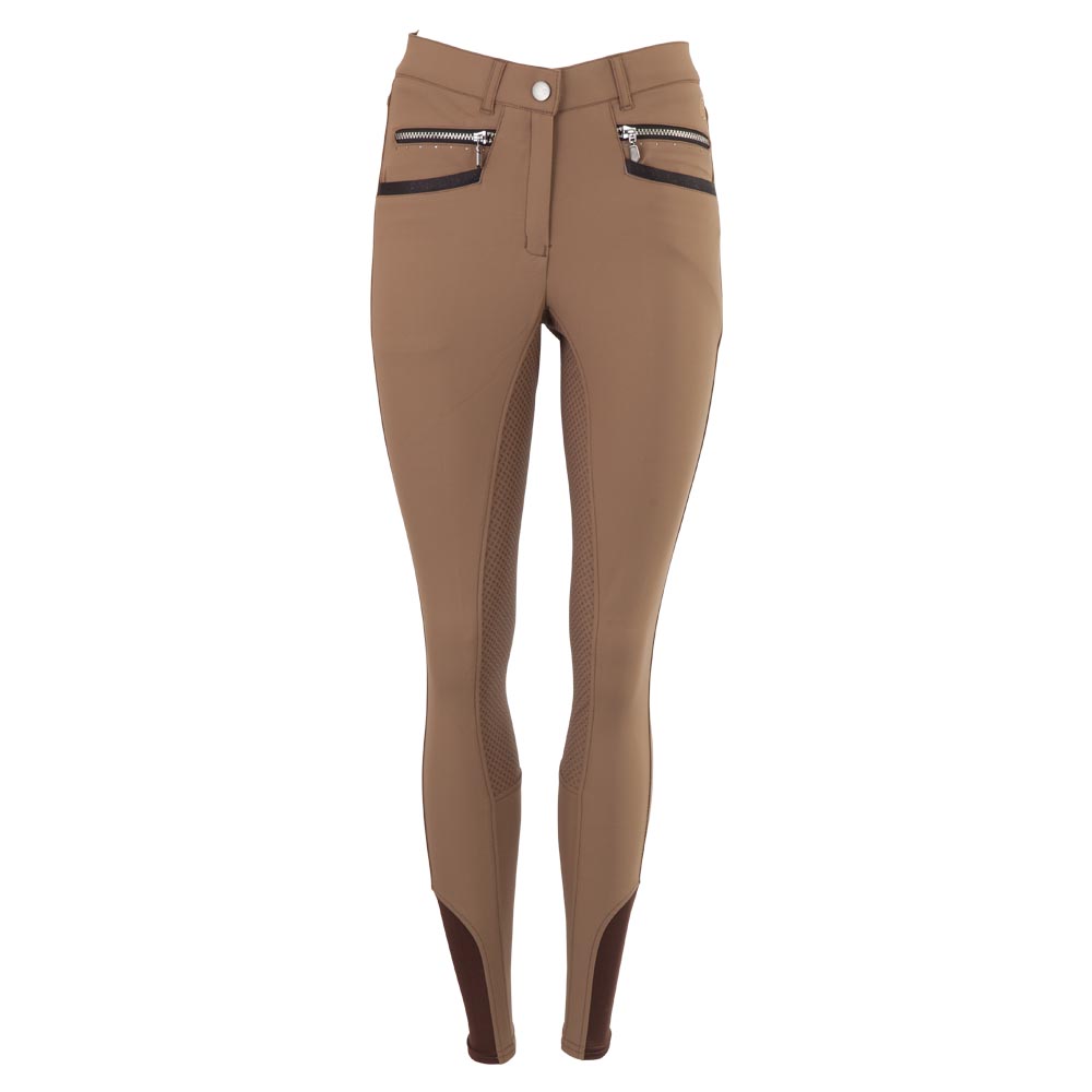 Pantalón de montar marrón (Mystic) full grip para niña - Anky