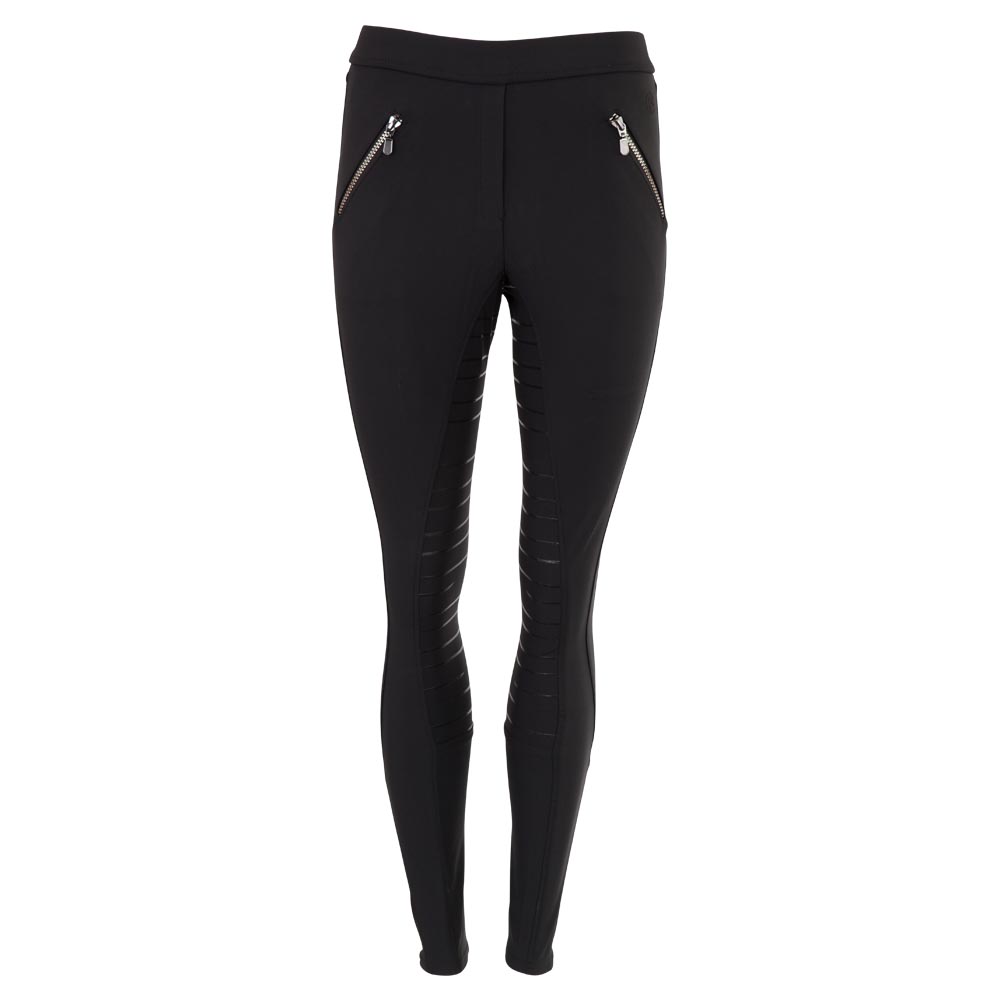Pantalons d'équitation avec ceinture élastique noir (black bird) avec grip silicone à fond intégral pour femme - Anky