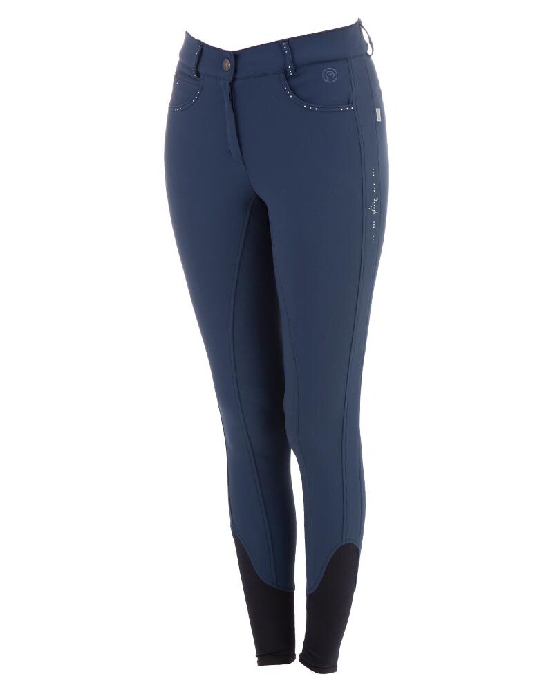 Navy full-grip riding breeches with rhinestones for girls - Anky
