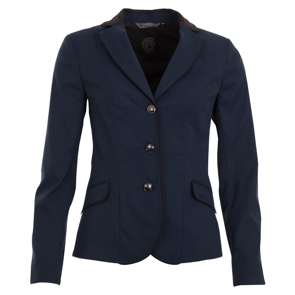 Americana de competición azul marino (navy) con cuello de Alcantara negro para mujer - Anky