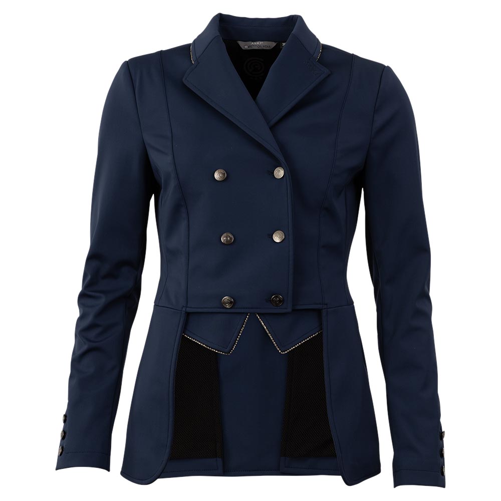 Navy blue competition tailcoat with rhinestone details and interchangeable lapels - Anky