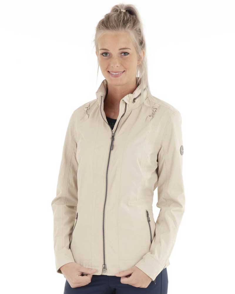 Pale gold waterproof jacket with golden glitter and hidden hood for woman – ANKY