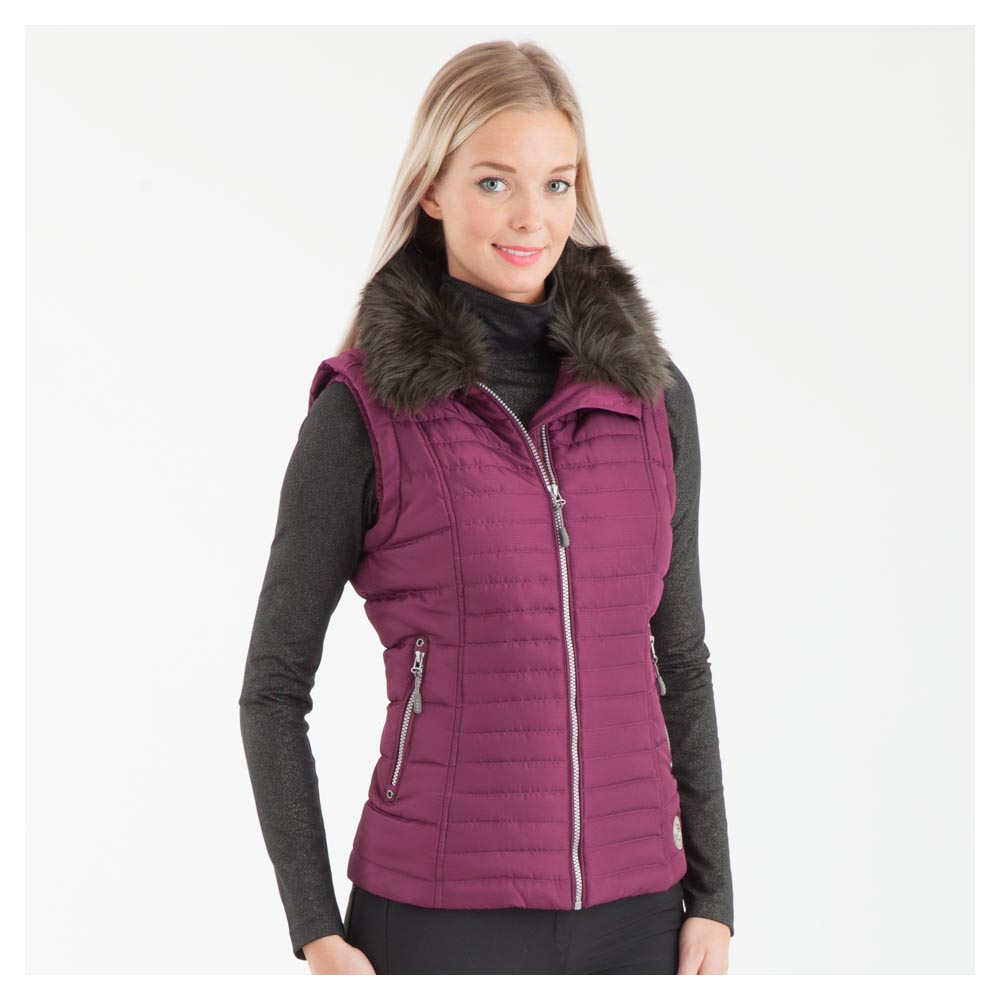 Chaleco acolchado violeta (hummingbird) con cuello de pelo sintético para mujer - ANKY