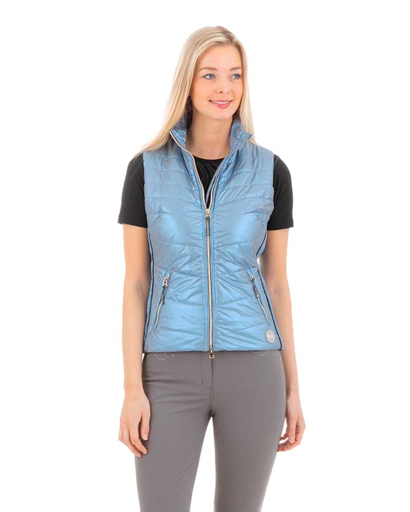 Gilet léger matelassé bleu clair avec reflets argentés (stormy weather) pour femme - Anky