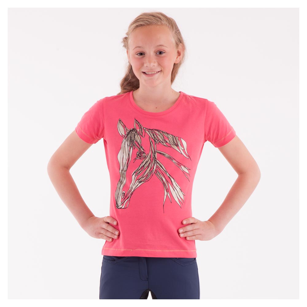 T-shirt à manches courtes rose avec dessin en noir et doré pour fille - Anky