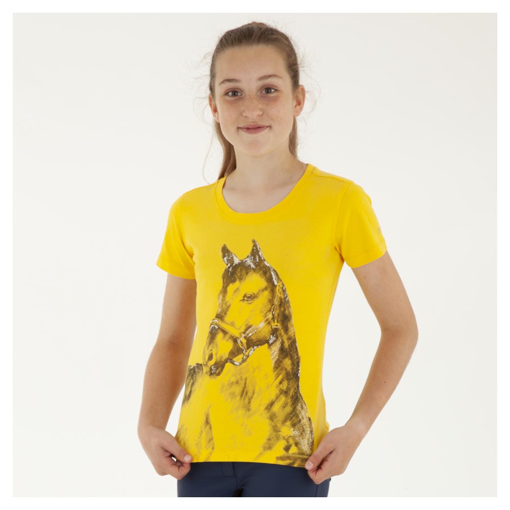 T-shirt à manches courtes jaune (sunny yellow) avec dessin et brillants pour fille - Anky
