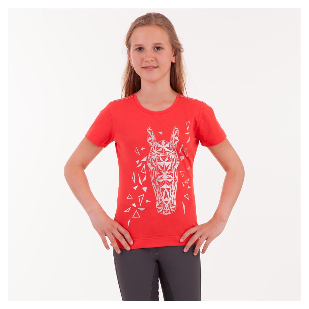 T-shirt à manches courtes rouge et argenté pour fille - Anky
