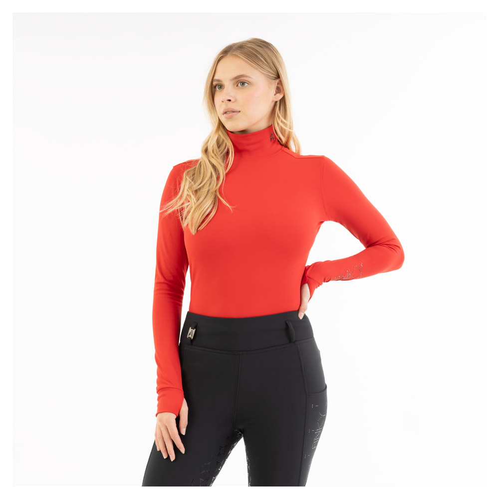 Camiseta de entrenamiento color rojo de manga larga y cuello alto -ANKY
