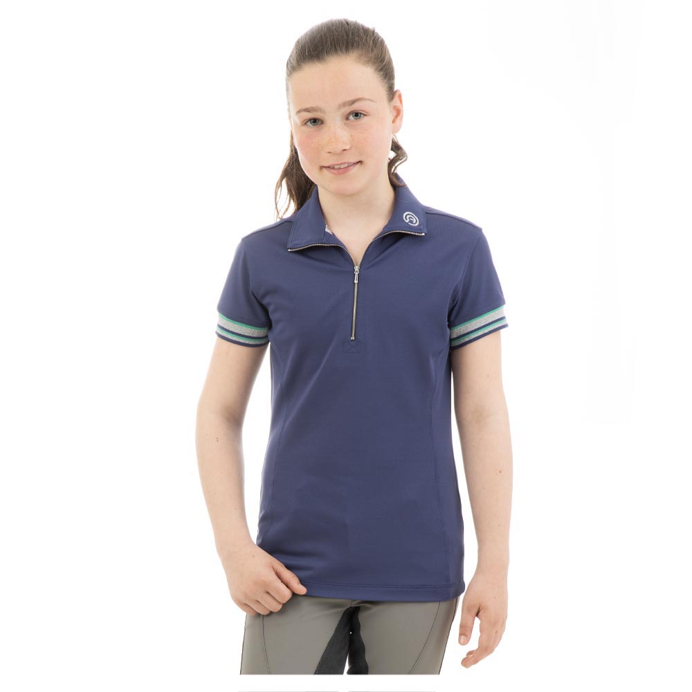 Polo d'entraînement à manches courtes bleu marine (dark blue) pour fille - Anky
