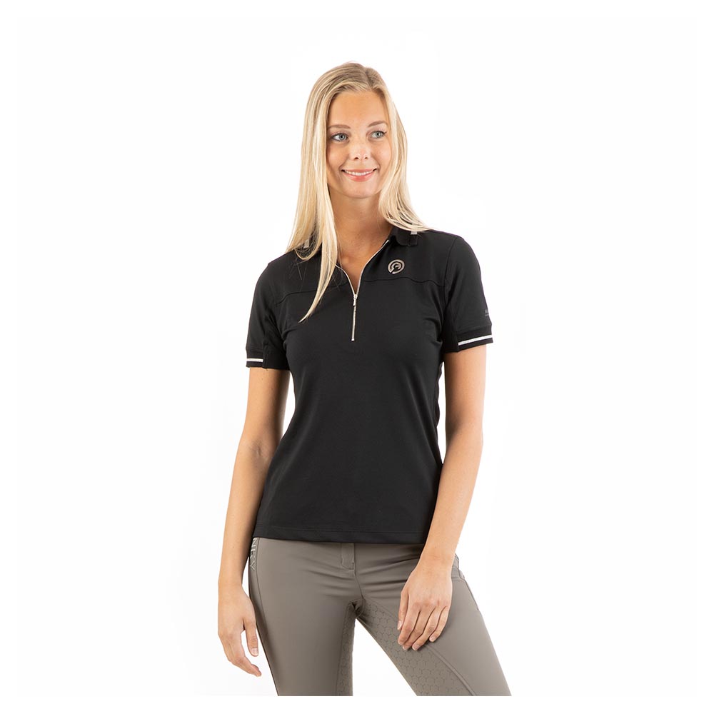 Technical Piqué Short-Sleeve Polo – Black (Women) – ANKY