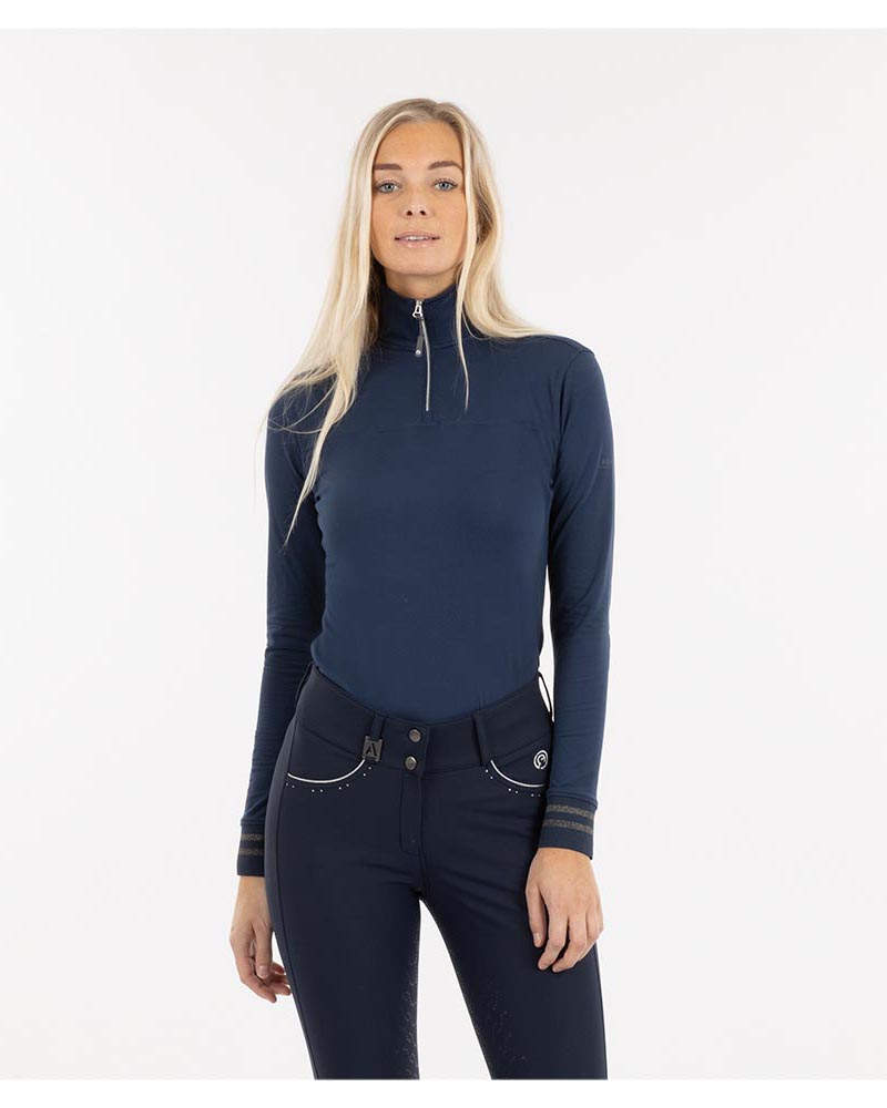 Navy blue long-sleeved training polo for women - ANKY