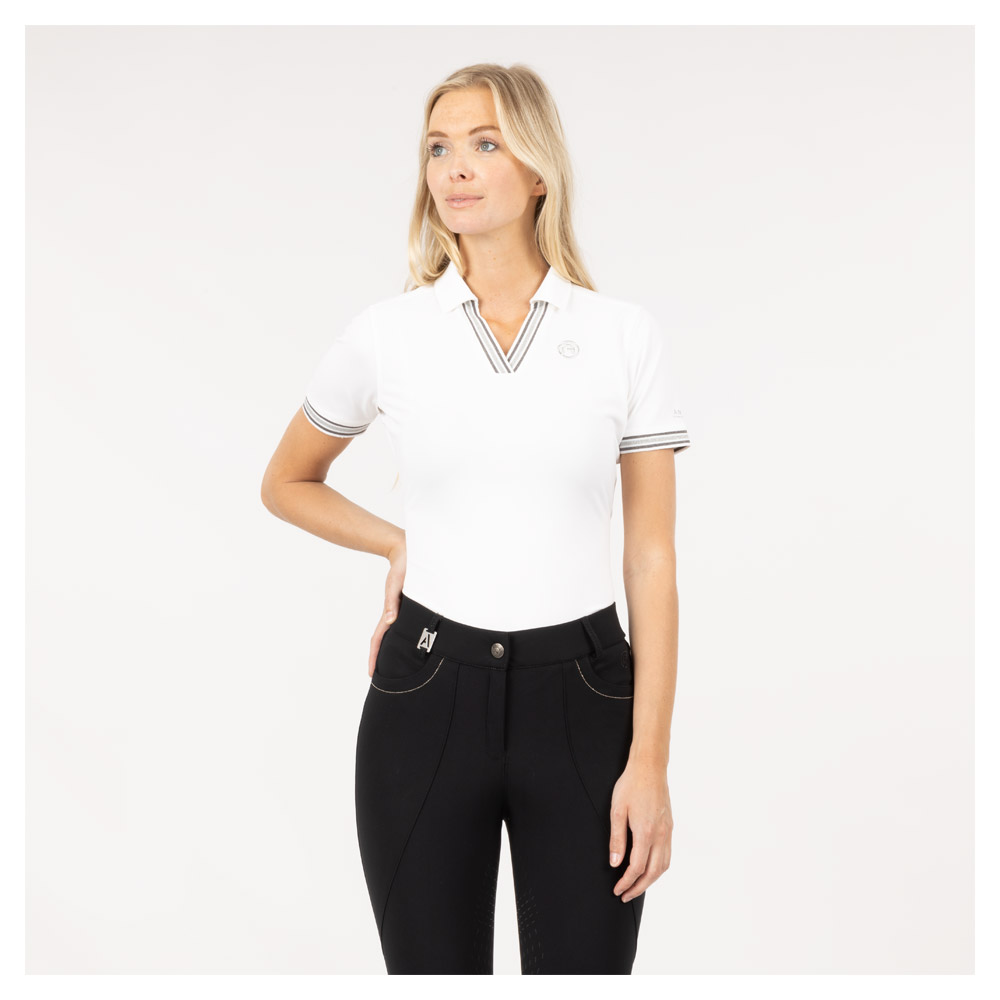 Polo en piqué technique à manches courtes blanc (Bright White) pour femme - Anky