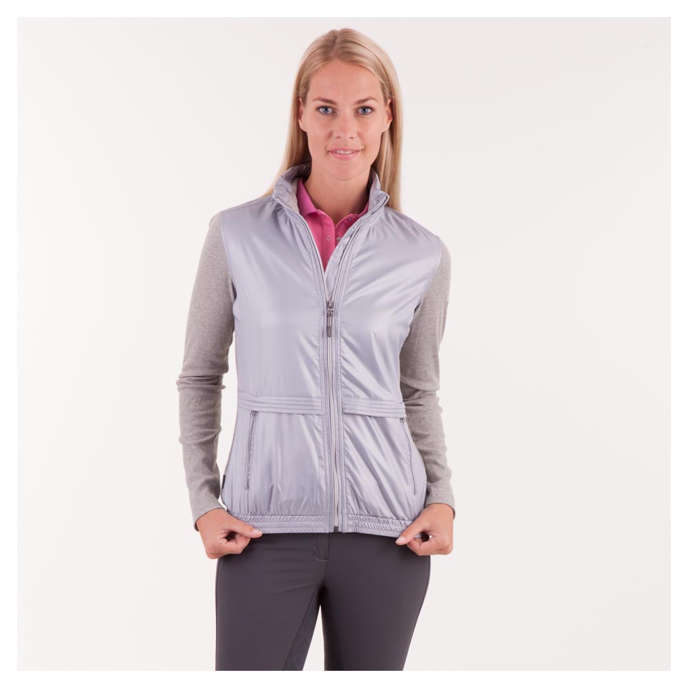 Chaqueta plateada y gris con cuello alto para mujer - Anky